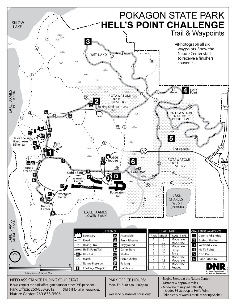 Pokagon State Park Trail Map - Fall Foliage 2024