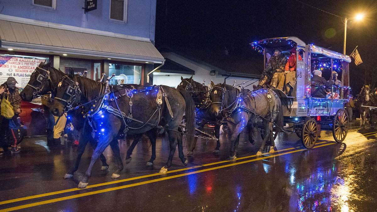 Old-Fashioned Horse-Drawn Christmas Parade